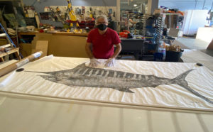 framing oversized fish print on rice paper
